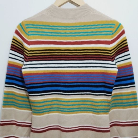 Free People BY THE FIRE Wool Blend Tan Striped Long Sleeve Sweater Dress - Picture 4 of 6